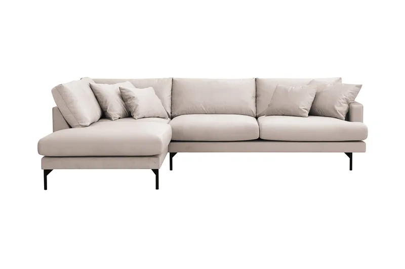 Menard 4-personers Venstrevendt Dyb L-formet Chaiselongsofa i Fløjl - Beige - Møbler - Sofaer - Sofa med chaiselong