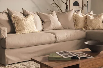 Menard 4-personers Højrevendt Dyb L-formet Chaiselongsofa i Stof - Beige - Møbler - Sofaer - Sofa med chaiselong