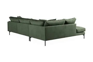 Menard 4-personers Venstrevendt Dyb L-formet Chaiselongsofa i Manchester - Grøn - Møbler - Sofaer - Sofa med chaiselong