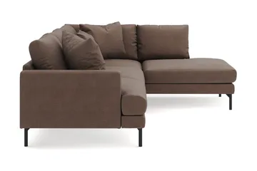 Menard 4-personers Højrevendt Dyb L-formet Chaiselongsofa i Stof - Brun - Møbler - Sofaer - Sofa med chaiselong