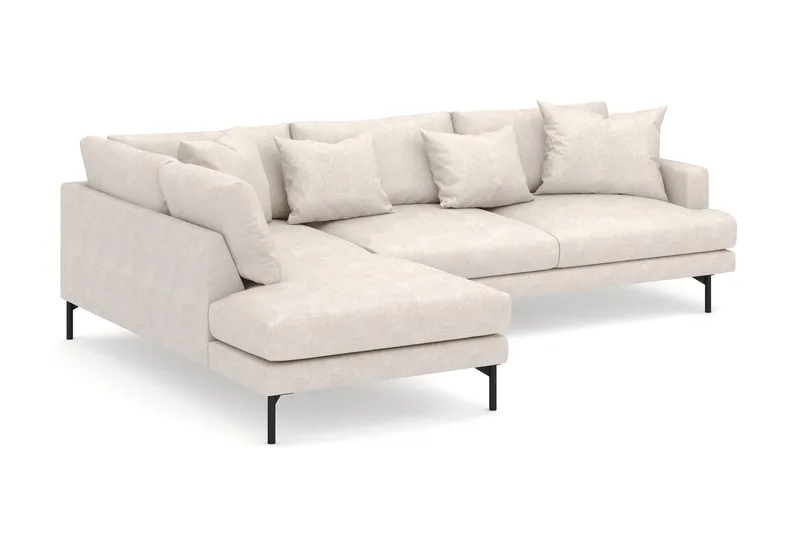 Menard 4-personers Venstrevendt Dyb L-formet Chaiselongsofa i Stof - Beige - Møbler - Sofaer - Sofa med chaiselong