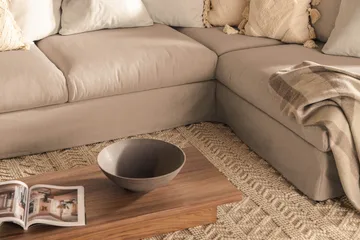 Menard 4-personers Højrevendt Dyb L-formet Chaiselongsofa i Stof - Beige - Møbler - Sofaer - Sofa med chaiselong