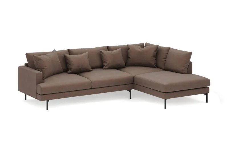 Menard 4-personers Højrevendt Dyb L-formet Chaiselongsofa i Stof - Brun - Møbler - Sofaer - Sofa med chaiselong