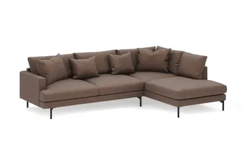 Menard 4-personers H øjrevendt Dyb L-formet Chaiselongsofa i Stof - Brun - Møbler - Sofaer - Sofa med chaiselong