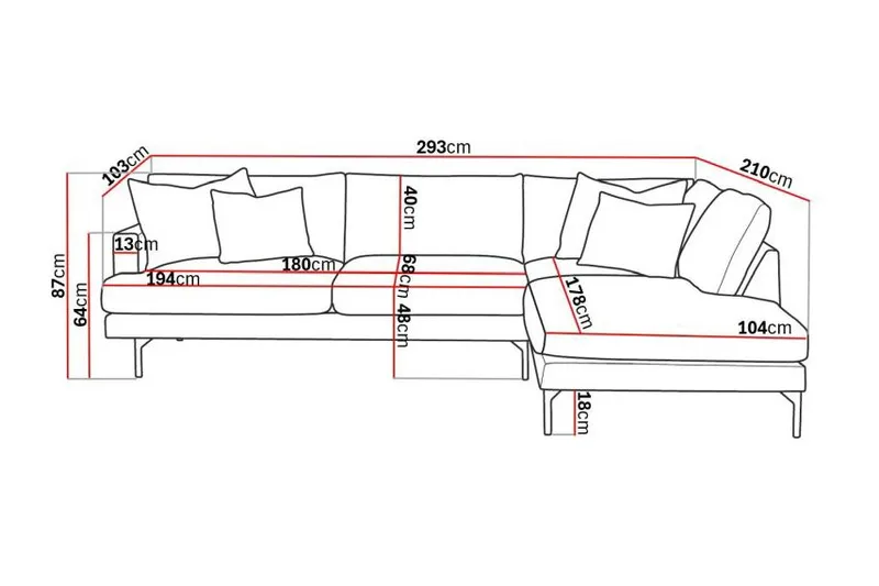 Menard 4-personers Højrevendt Dyb L-formet Chaiselongsofa i Fløjl - Beige - Møbler - Sofaer - Sofa med chaiselong