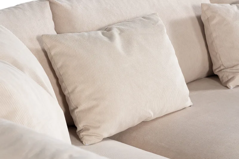 Menard 4-personers Venstrevendt Dyb L-formet Chaiselongsofa i Manchester - Beige - Møbler - Sofaer - Sofa med chaiselong