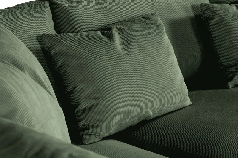 Menard 4-personers Venstrevendt Dyb L-formet Chaiselongsofa i Manchester - Grøn - Møbler - Sofaer - Sofa med chaiselong