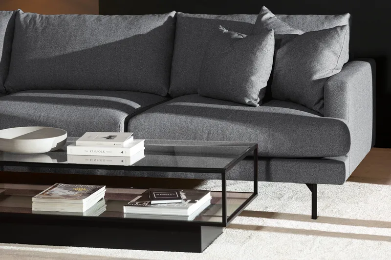 Menard 4-personers Venstrevendt Dyb L-formet Chaiselongsofa i Stof - Mørkegrå - Møbler - Sofaer - Sofa med chaiselong