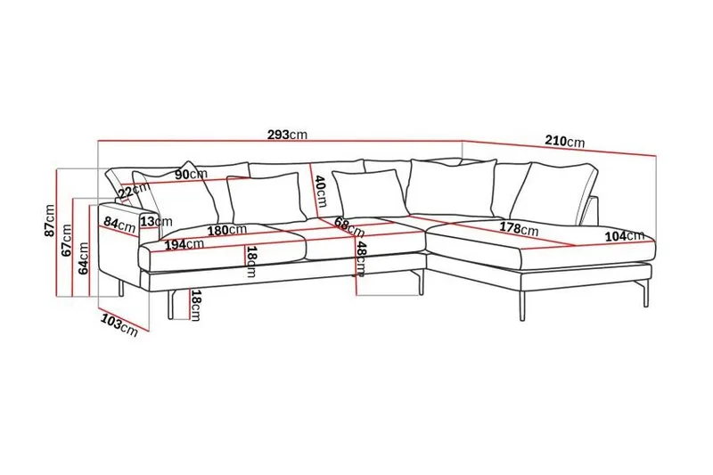 Menard 4-personers Højrevendt Dyb L-formet Chaiselongsofa i Fløjl - Beige - Møbler - Sofaer - Sofa med chaiselong