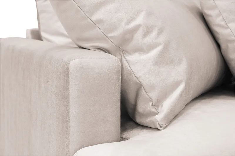 Menard 4-personers Højrevendt Dyb L-formet Chaiselongsofa i Fløjl - Beige - Møbler - Sofaer - Sofa med chaiselong