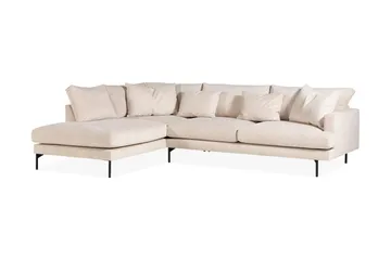 Menard 4-personers venstrevendt L-formet dyb chaiselongsofa i fløjl - Beige - Møbler - Sofaer - Sofa med chaiselong
