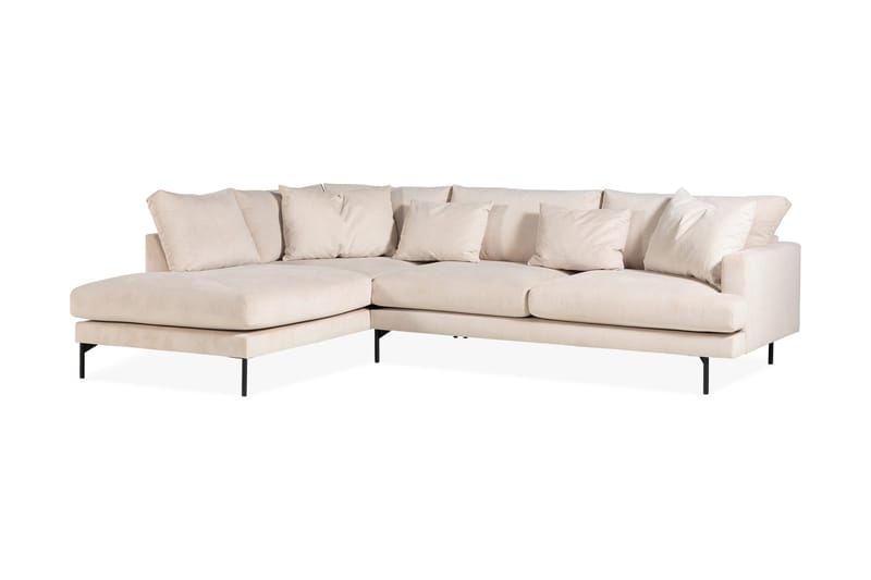 Menard 4-personers Venstrevendt Dyb L-formet Chaiselongsofa i Manchester - Beige - Møbler - Sofaer - Sofa med chaiselong