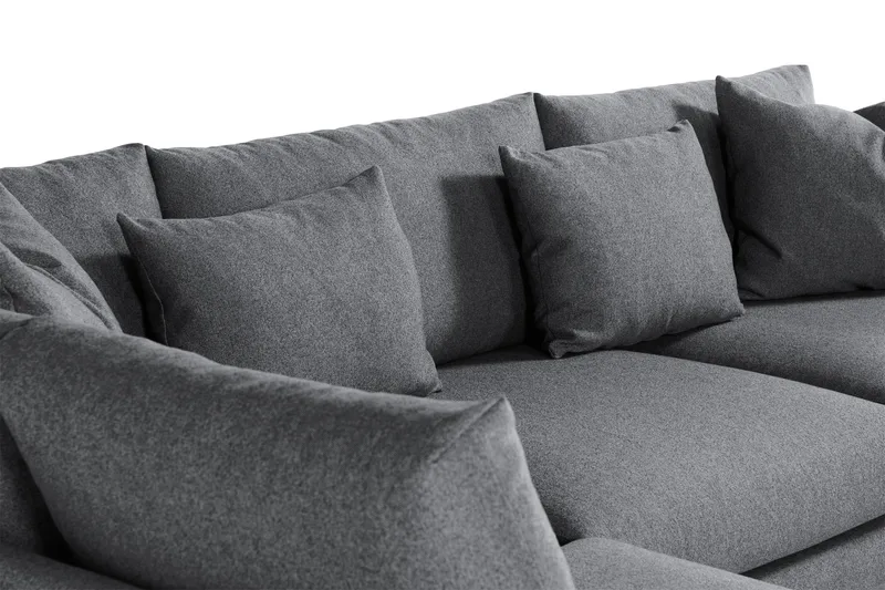 Menard 4-personers Venstrevendt Dyb L-formet Chaiselongsofa i Stof - Mørkegrå - Møbler - Sofaer - Sofa med chaiselong