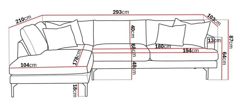 Menard 4-personers Venstrevendt Dyb L-formet Chaiselongsofa i Manchester - Brun - Møbler - Sofaer - Sofa med chaiselong