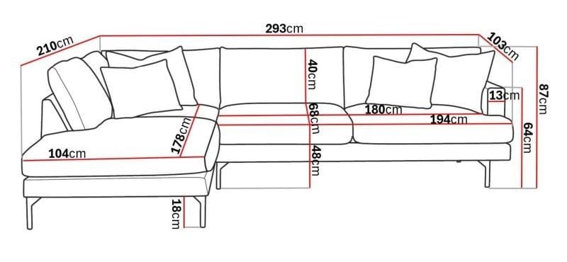 Menard 4-personers Venstrevendt Dyb L-formet Chaiselongsofa i Stof - Beige - Møbler - Sofaer - Sofa med chaiselong