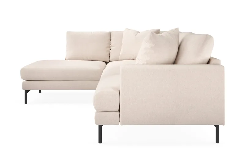 Menard 4-personers Venstrevendt Dyb L-formet Chaiselongsofa i Stof - Beige - Møbler - Sofaer - Sofa med chaiselong