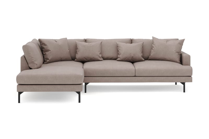 Menard 4-personers Venstrevendt Dyb L-formet Chaiselongsofa i Stof - Brun - Møbler - Sofaer - Sofa med chaiselong