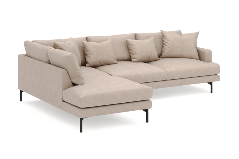 Menard 4-personers Venstrevendt Dyb L-formet Chaiselongsofa i Stof - Beige - Møbler - Sofaer - Sofa med chaiselong