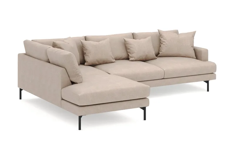 Menard 4-personers Venstrevendt Dyb L-formet Chaiselongsofa i Stof - Beige - Møbler - Sofaer - Sofa med chaiselong