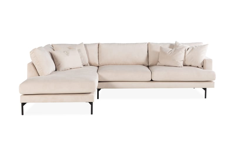 Menard 4-personers Venstrevendt Dyb L-formet Chaiselongsofa i Manchester - Beige - Møbler - Sofaer - Sofa med chaiselong
