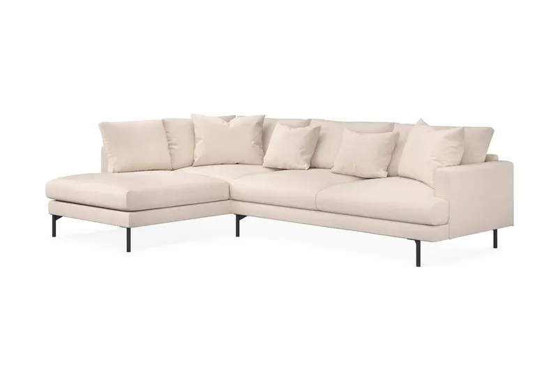 Menard 4-personers Venstrevendt Dyb L-formet Chaiselongsofa i Stof - Beige - Møbler - Sofaer - Sofa med chaiselong