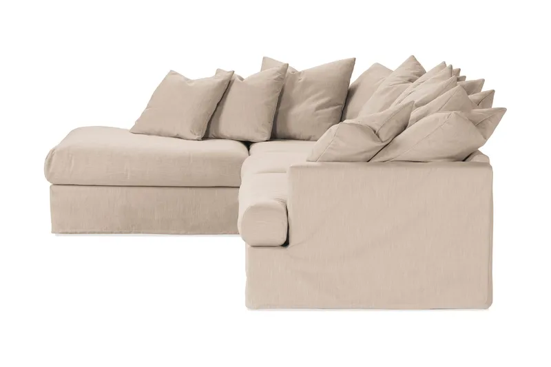 Menard 4-personers Venstrevendt Dyb L-formet Chaiselongsofa i Stof - Beige - Møbler - Sofaer - Sofa med chaiselong