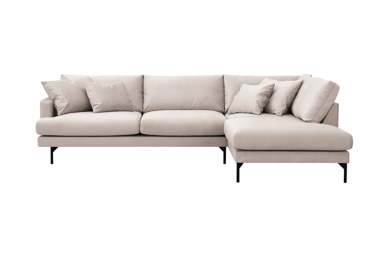 Menard 4-personers Højrevendt Dyb L-formet Chaiselongsofa i Fløjl - Beige - Møbler - Sofaer - Sofa med chaiselong
