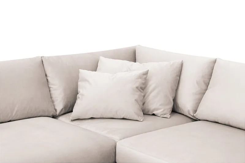 Menard 4-personers Højrevendt Dyb L-formet Chaiselongsofa i Fløjl - Beige - Møbler - Sofaer - Sofa med chaiselong