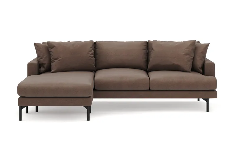 Menard 4-personers Venstrevendt Dyb L-formet Divansofa i Stof - Brun - Møbler - Sofaer - Sofa med chaiselong