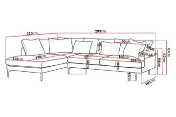 Menard 4-personers Venstrevendt Dyb L-formet Chaiselongsofa i Stof - Beige - Møbler - Sofaer - Sofa med chaiselong