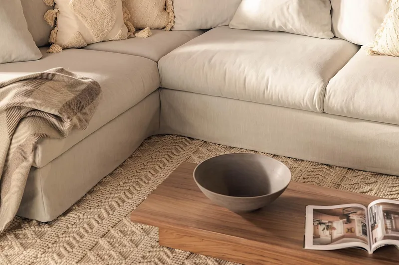 Menard 4-personers Venstrevendt Dyb L-formet Chaiselongsofa i Stof - Lysegrå - Møbler - Sofaer - Sofa med chaiselong