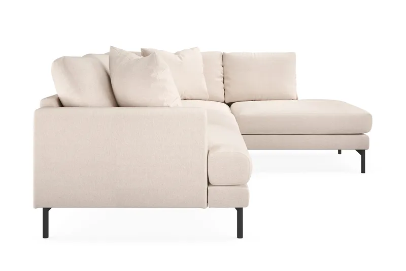 Menard 4-personers Højrevendt Dyb L-formet Chaiselongsofa i Stof - Beige - Møbler - Sofaer - Sofa med chaiselong