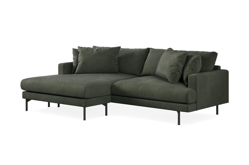 Menard 4-personers Venstrevendt L-formet Divansofa i Manchester - Mørkegrøn - Møbler - Sofaer - Sofa med chaiselong - 4 personers sofa med chaiselong