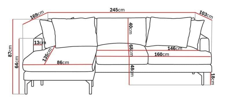 Menard 4-personers Venstrevendt Dyb L-formet Divansofa i Stof - Beige - Møbler - Sofaer - Sofa med chaiselong