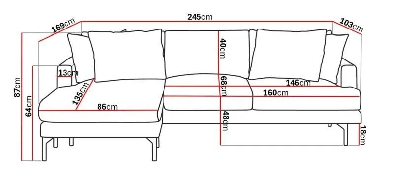 Menard 4-personers Venstrevendt Dyb L-formet Divansofa i Stof - Beige - Møbler - Sofaer - Sofa med chaiselong