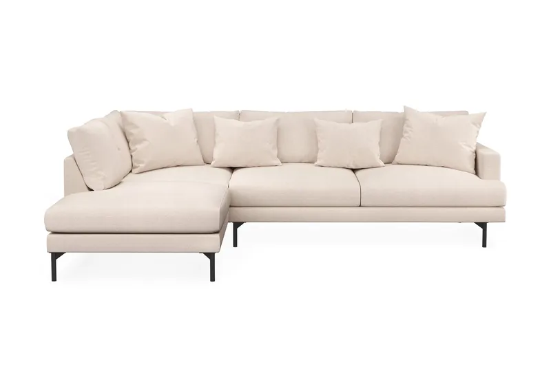 Menard 4-personers Venstrevendt Dyb L-formet Chaiselongsofa i Stof - Beige - Møbler - Sofaer - Sofa med chaiselong