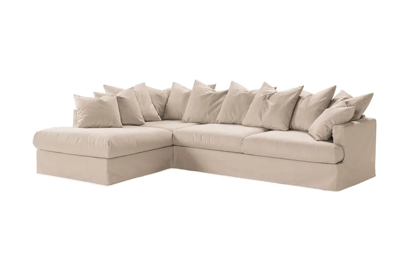 Menard 4-personers Venstrevendt Dyb L-formet Chaiselongsofa i Stof - Beige - Møbler - Sofaer - Sofa med chaiselong