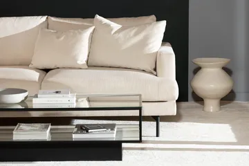 Menard 4-personers venstrevendt L-formet dyb chaiselongsofa i fløjl - Beige - Møbler - Sofaer - Sofa med chaiselong