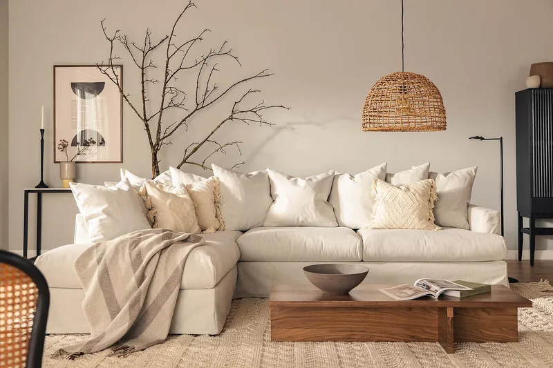 Menard 4-personers Venstrevendt L-formet Chaiselongsofa i Stof - Lysegrå - Møbler - Sofaer - Sofa med chaiselong