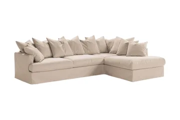 Menard 4-personers Højrevendt Dyb L-formet Chaiselongsofa i Stof - Beige - Møbler - Sofaer - Sofa med chaiselong