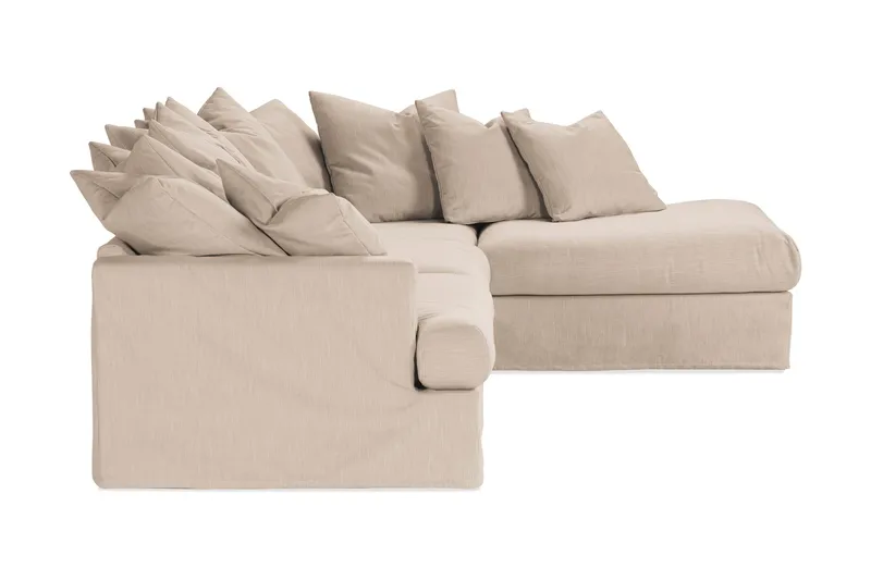 Menard 4-personers Højrevendt Dyb L-formet Chaiselongsofa i Stof - Beige - Møbler - Sofaer - Sofa med chaiselong
