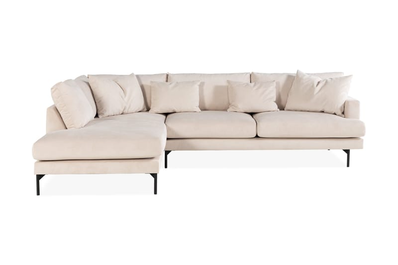 Menard 4-personers Venstrevendt L-formet Chaiselongsofa i Manchester med 2 Nakkepuder - Beige - Møbler - Sofaer - Sofa med chaiselong - 4 personers sofa med chaiselong