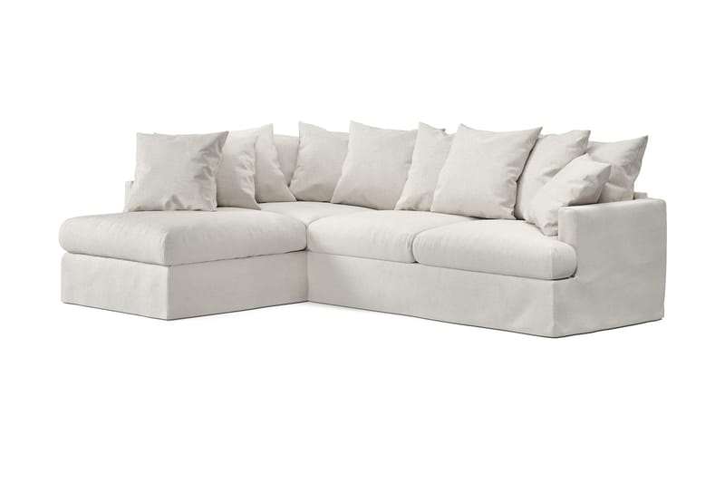 Menard 4-personers Venstrevendt Dyb L-formet Chaiselongsofa i Stof - Beige - Møbler - Sofaer - Sofa med chaiselong - 4 personers sofa med chaiselong