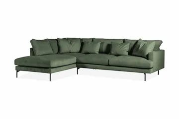 Menard 4-personers Venstrevendt Dyb L-formet Chaiselongsofa i Manchester - Grøn - Møbler - Sofaer - Sofa med chaiselong