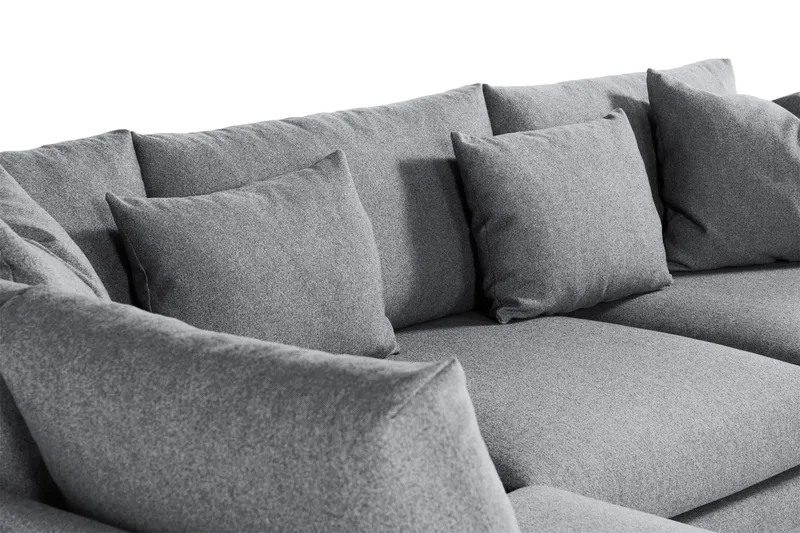 Menard 4-personers Venstrevendt Dyb L-formet Chaiselongsofa i Stof - Grå - Møbler - Sofaer - Sofa med chaiselong