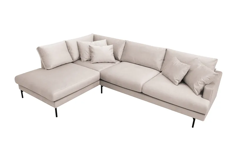 Menard 4-personers Venstrevendt Dyb L-formet Chaiselongsofa i Fløjl - Beige - Møbler - Sofaer - Sofa med chaiselong