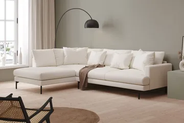 Menard 4-personers Venstrevendt Dyb L-formet Chaiselongsofa i Bouclé - Hvid - Møbler - Sofaer - Sofa med chaiselong