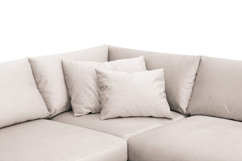 Menard 4-personers Venstrevendt Dyb L-formet Chaiselongsofa i Fløjl - Beige - Møbler - Sofaer - Sofa med chaiselong