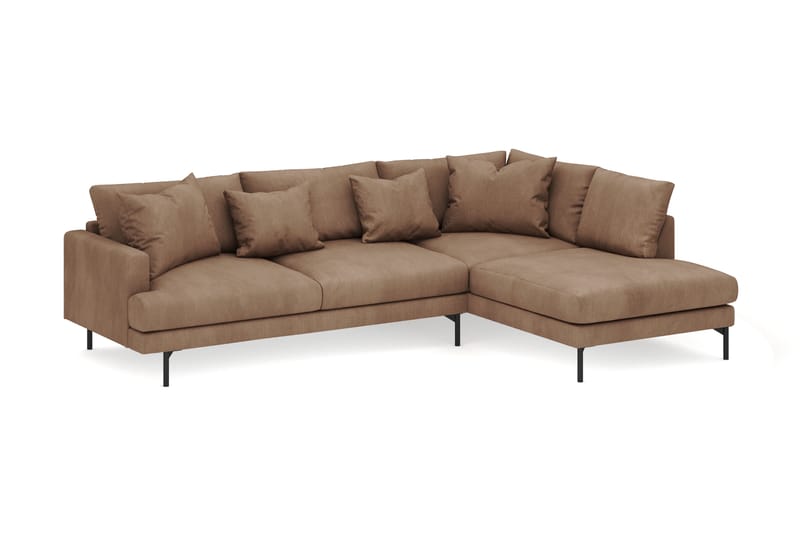 Menard 4-personers Højrevendt Dyb L-formet Chaiselongsofa i Manchester - Brun - Møbler - Sofaer - Sofa med chaiselong