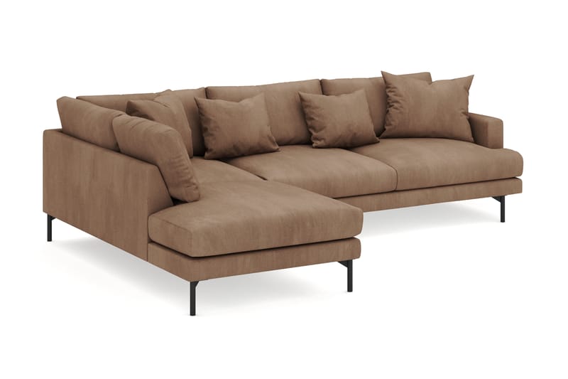 Menard 4-personers Venstrevendt Dyb L-formet Chaiselongsofa i Manchester - Brun - Møbler - Sofaer - Sofa med chaiselong